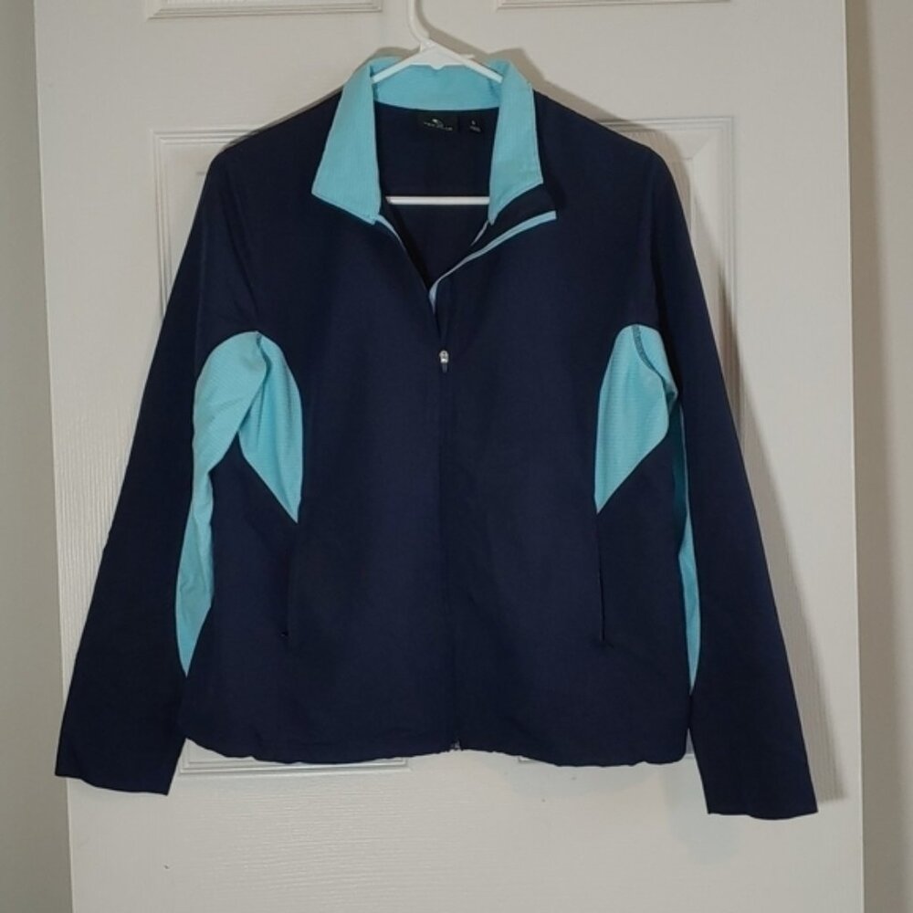 Tek Gear Lightweight Two Tone Blue Full Zip Up Jacket Zip Pockets Size S